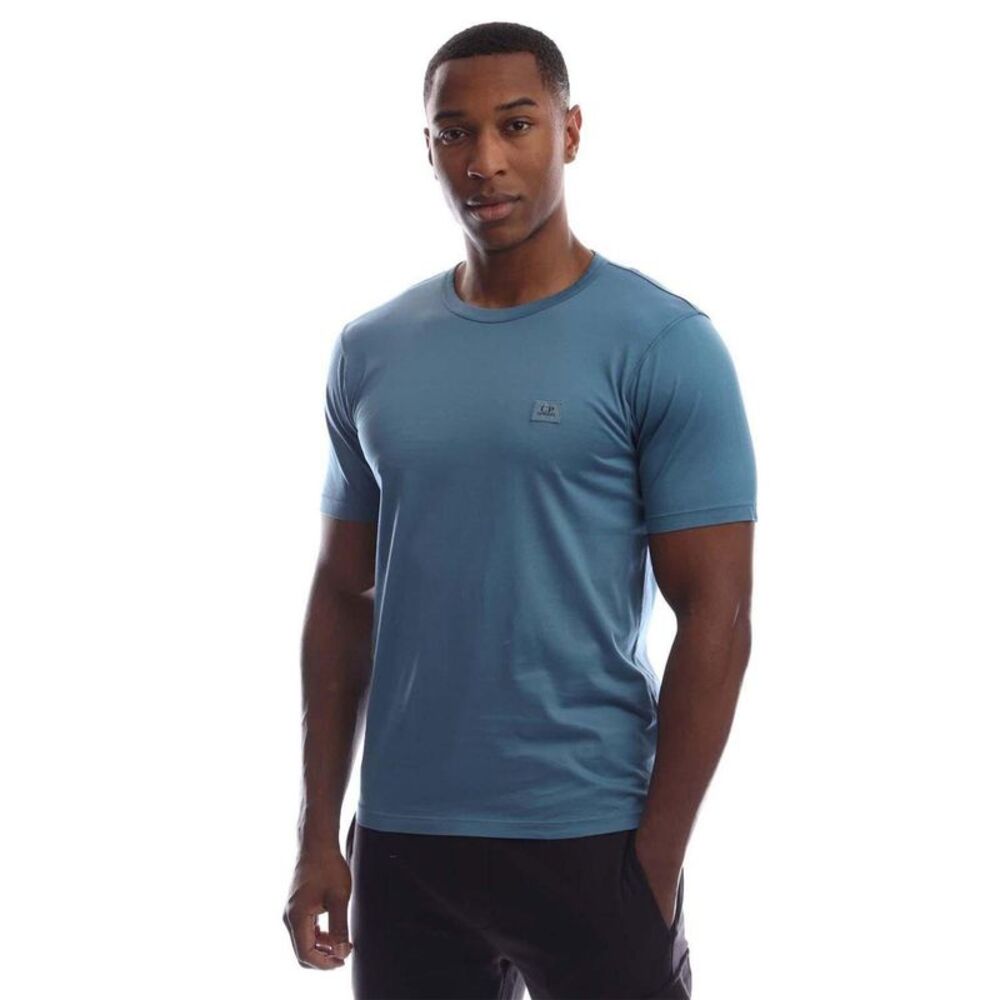 C.P. Company Mens Patch Mercerised Cotton Logo T-Shirt / Blue